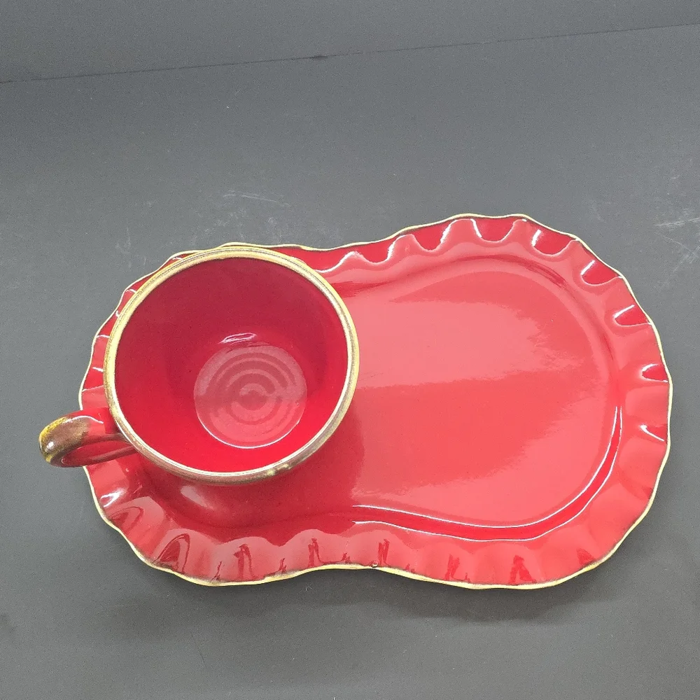 Rare Sur La Tab Breakfast Tray/Plates Red Santa Plate Made in Italy 12” Platter